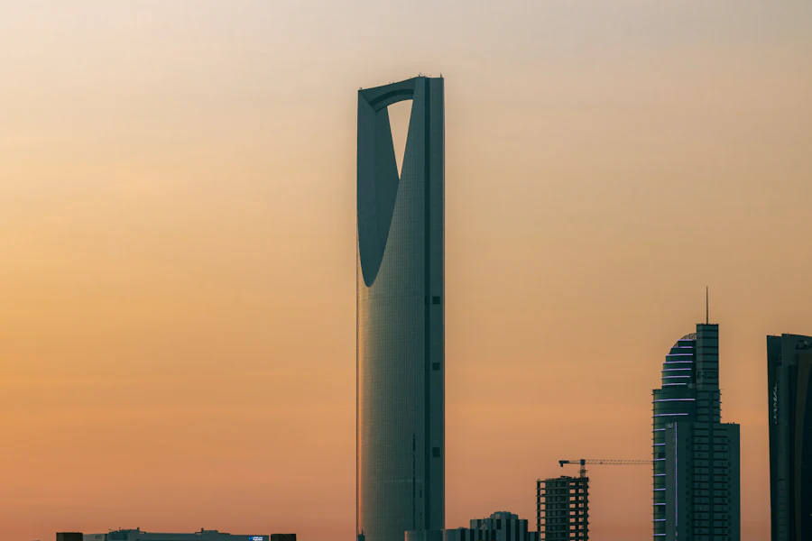 Kingdom Centre Tower at sunset, Riyadh